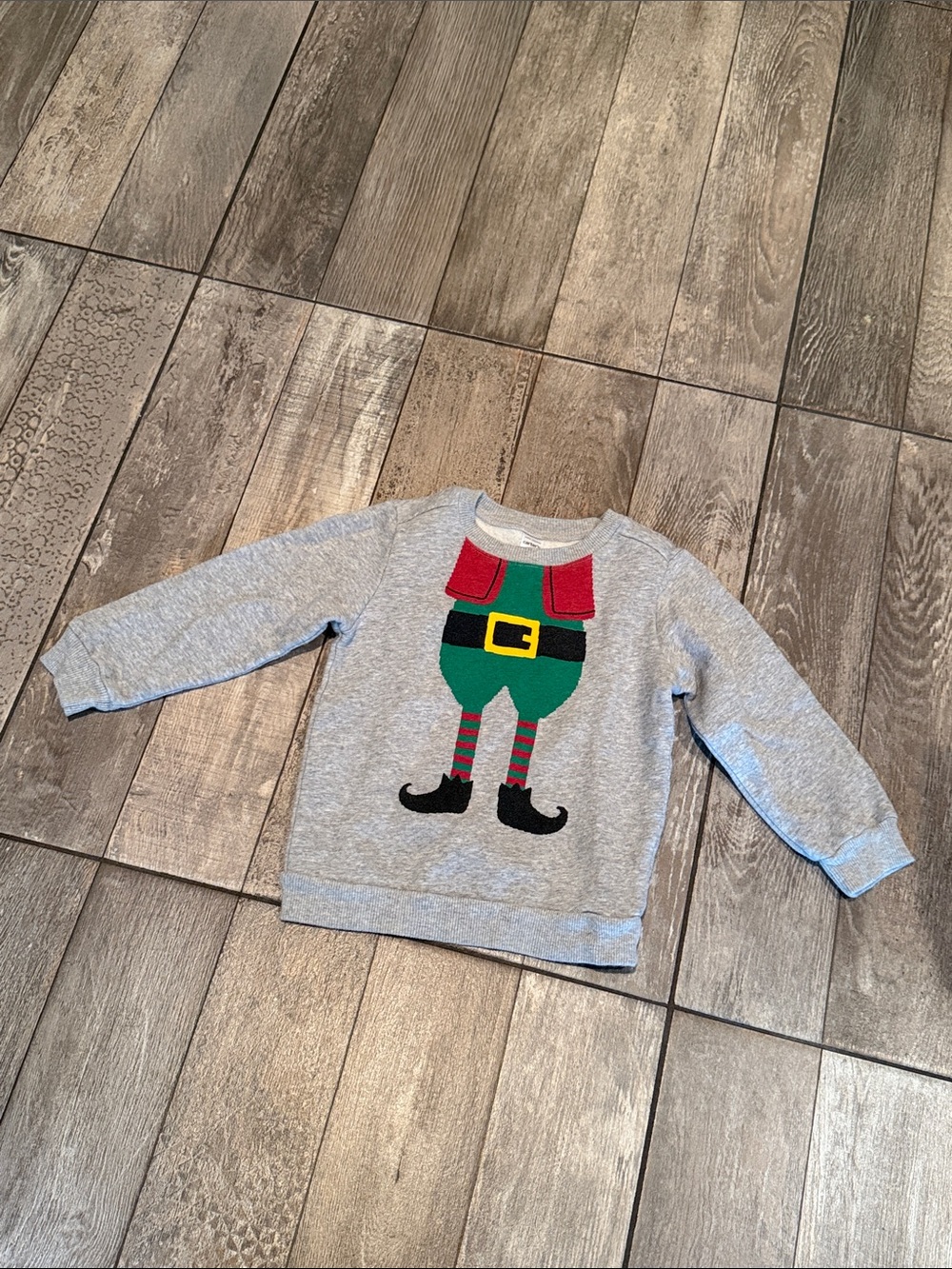 Carter's Gray Sweatshirt with Festive Elf Graphic